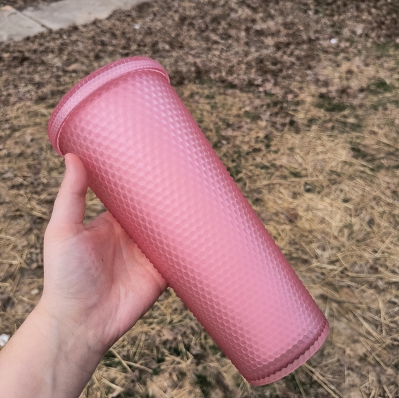 Starbucks 2021 Valentines Soft Touch Pink Studded Venti Tumbler with No Straw - Picture 6 of 12